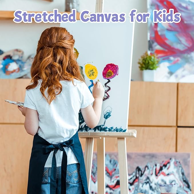 ESRICH Stretched Canvas for Painting 12x16 Inch, 16 Pack Blank Canvas -5/8 in Profile Primed Cotton White Canvases for Painting for Oil & Acrylic Paint