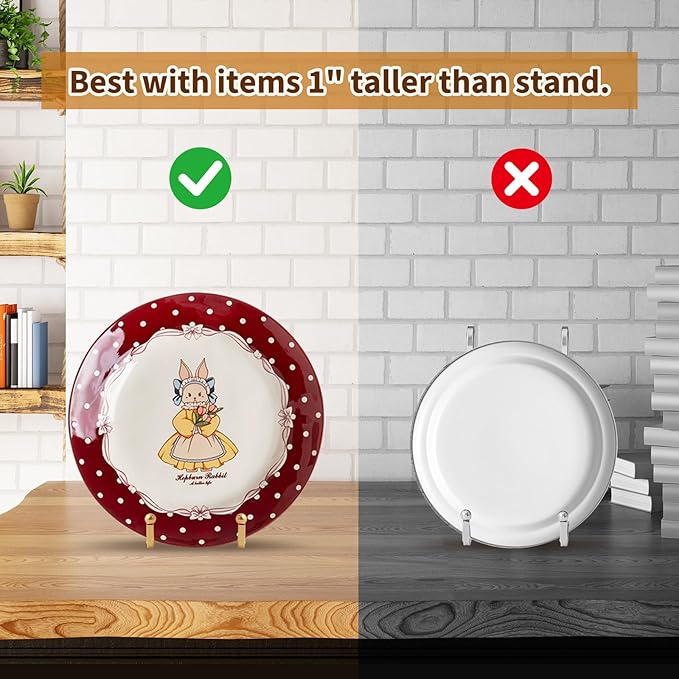 Plate Holder Easel Display Stand - 6 inch Metal Plate Stands for Display - Tabletop Picture Stand - Gold Iron Easels for Display Pictures | Photo Frames | Book | Decorative Plates | Plaque - 2 Pack