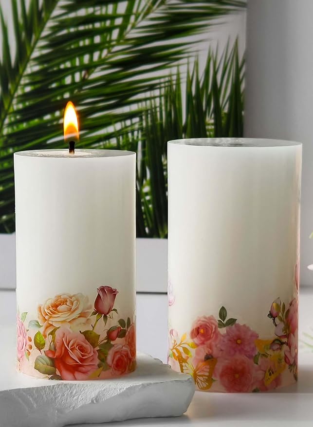 2 Pack Long Pillar Mold - Multiple Style Cylinder - Candle Silicone Wave Spiral Candle Mold - Silicone Resin Casting Molds for Candle & Resin & Soap Craft Supplies