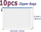 AUSTARK 10 Pcs Zipper File Bags, Waterproof Plastic Mesh Pouch for Office School, Board Game Storage Bags (A3 Size 16.9''x12'', White and Blue)
