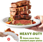 9 inch Plates Disposable Heavy Duty 150 Pack Leak Proof 100% Compostable Dinnerware Round White Paper Dishes Bagasse Made for Dessert, Parties, Wedding and BBQ (9 Inch)