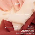Ribbli Champagne Chiffon Ribbon 1-1/2 inch x 20 Yard Handmade Fringe Chiffon, Nude Silk Ribbon for Wedding Invitations, Bridal Bouquets Wrapping, Flower Arrangement Decoration