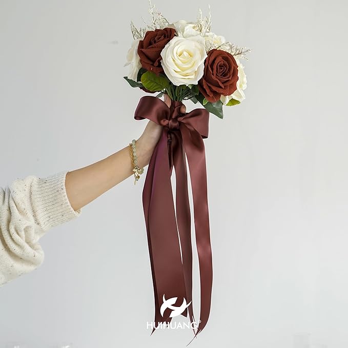 HUIHUANG Burgundy Ribbon 2 inch Double Side Burgundy Satin Fabric Ribbon for Crafts, Bows Making, Flower Bouquet Wrap, Gift Wrapping, Wedding Decor, Home Decor, Hairs-25 Yards/Roll