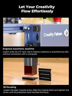 Creality 10W Laser Engraver, Falcon Pro with 3-in-1 Laser for Wood Engraving, 72W Efficient Laser Engraving Machine Fit, for Wood, Metal, Paper, Acrylic, Leather, Glass Tumbler Ring, 17" x 16"