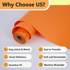 RENLITONG Matte Orange Iron on Vinyl Roll - 12Inch x 13ft HTV Heat Transfer Vinyl for T-Shirt, HTV Rolls for All Cutter Machine - Easy to Cut & Weed for Heat Transfer Design