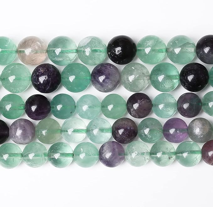 61pcs 6mm Natural Stone Beads Fluorite Gemstone Round Loose Beads for Jewelry Making DIY Bracelet Necklace 15"
