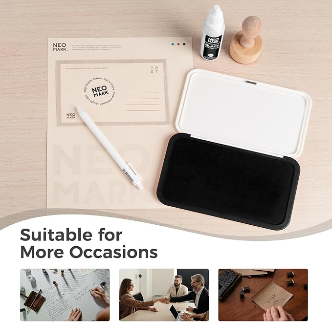 Large Stamp Pad - 3.50"x 6.25", Magnetic Lid, Premium Quality Felt Stamp Pad (Black)