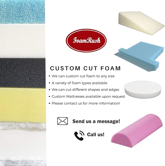 FoamRush 5" x 24" x 24" Water-Resistant Dry Fast Outdoor Upholstery Foam Sheet for Outdoor & Marine Furniture (Chair Cushion Foam for Patio Furniture, Boat Seat Cushion Replacement)