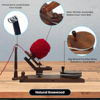 Yarn Winder – Large Handcrafted Wooden Ball Winder for Knitting, Crocheting & Weaving – Heavy-Duty Natural Rosewood Yarn Winder for 8-12 oz Yarn Cakes
