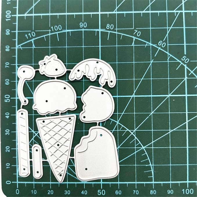 Cutting Dies Metal Stencils Scrapbooking Tools Flowers Lace Frame DIY Embossing Template for Paper Card Making Album Arts Crafts Supplies (Ice Cream-6.1x7.5cm)