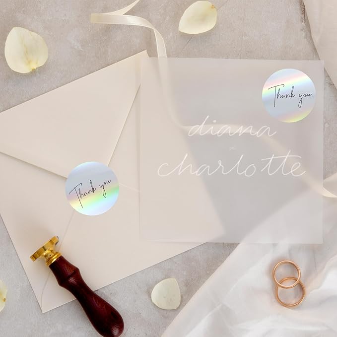 1.5" Holographic Direct Thermal Label Stickers, Round Printable Rainbow Glitter Thermal Printer Sticker Labels for Gift Wrapping, Self-Adhesive DIY Custom Logo Design- Silver