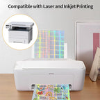 Printable Sticker Paper, 20 Sheets Printable Holographic Sticker Paper, Laser/Inkjet Printing- Holographic, Letter Size (8.5" x 11")