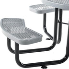 Global Industrial 46" Round Picnic Table, Expanded Metal, Gray Thermoplastic Coating, Attached Benches, 1-1/2” Umbrella Pole Hole, Outdoor-Rated, 1000 lb Capacity