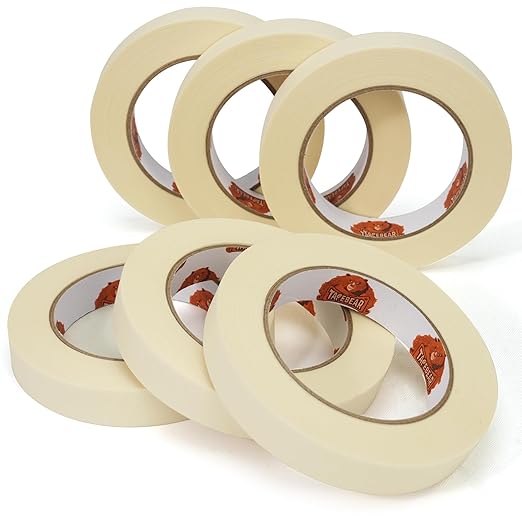 TAPEBEAR General Purpose Masking Tape 0.75 Inches x 60 Yards, Beige White Painters Tape for Painting, Labeling, DIY Arts Crafts, Home Office School Projects, 6 Rolls