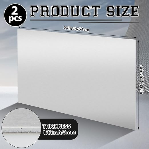 2 Pack 5052 Aluminum Sheet Metal 12" x 24" Aluminum Plate 1/8 (0.125'') Inch Thickness Rectangle Metal Panels for Industry Crafting Handcraft DIY Projects