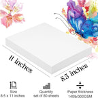 Watercolor Paper 8.5x11 inches 80 Sheets,Heavyweight Artist Paper 140lb/300GSM Cold Press Natural Cotton Paper for Students Artists Watercolor Drawing