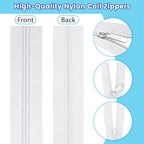 DOITEM 15.3 Yards/ 14 m 5 Pieces Assorted Colors #3 Nylon Coil Zippers, Sewing Zippers Endless Zips with 20 Pieces Zipper Sliders Zip Heads for DIY Sewing Tailor Craft Supplies (Blue White)