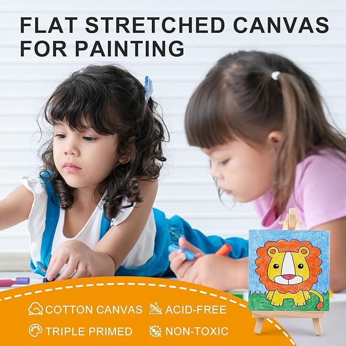 ESRICH Small Stretched Canvas for Painting 6x6 inch, 2/5''Profile Art Primed 8 Pack Canvases for Painting, Cotton Small Professional Blank Paint Canvas for Kids and Art Supplies, for Acrylics, Oils.