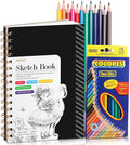 Sketch Book with 12 Color Pencil Set, 90 Sheets Spiral Sketchbook for Drawing (68lb/100gsm), Acid-Free Sketch Pad for Kids Artist, Art Paper Drawing Supplies for Gifts (5.5×8.5 inch)