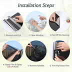 DOWELL One Way Window Privacy Film with 3 Tools Window Tint for Home Sun Blocking Heat Control Anti UV Reflective Mirror Covering See Out Not in for House and Office Black Silver 23.6" X 157.4"