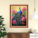 Funchey Stamped Cross Stitch Kits, DIY Cross Stitch Pattern for Adults Beginners Needlepoint Kits Embroidery Kit Arts and Crafts 11CT-Peacock Flowers 16x20 inch