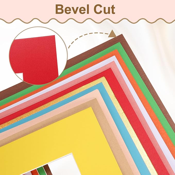 Picture Mats, 8 x 10 for 5 x 7 Pictures Acid Free White Core Bevel Cut Frame Mattes for Display Art Measuring, Green