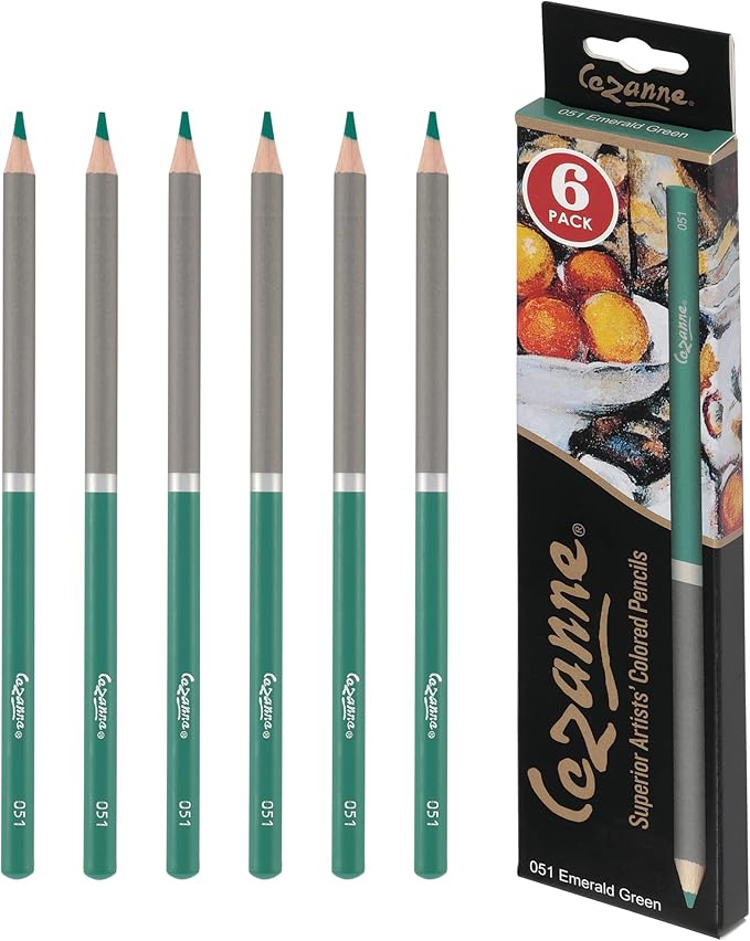 Creative Mark Cezanne Premium Colored Pencils Emerald 6 Pack - Highly-Pigmented Drawing Pencils - Coloring Pencils for Drawing, Blending, Coloring, and More