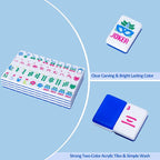 American Mahjong Tile Set(Blue) with Carrying Bag and Accessories, 160 Acrylic Engraved Mahjong Tiles