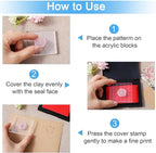 4PCS Acrylic Stamp Block,Square Acrylic Stamping Blocks, with Grid Lines, Clear Stamp Block, for DIY Crafts, Scrapbooking, Card Making, Decorations and Stamping Projects