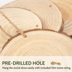 Falling in Art 3.1-4 Inches Natural Wood Slices Set for Crafts - 25Pcs Round Wood Discs with Pre-drilled Hole for DIY Projects, Christmas Ornaments and Wedding Decoration