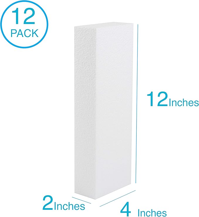 Silverlake 4x12x2 Craft Foam for Styrofoam Block Projects (12-Pack)
