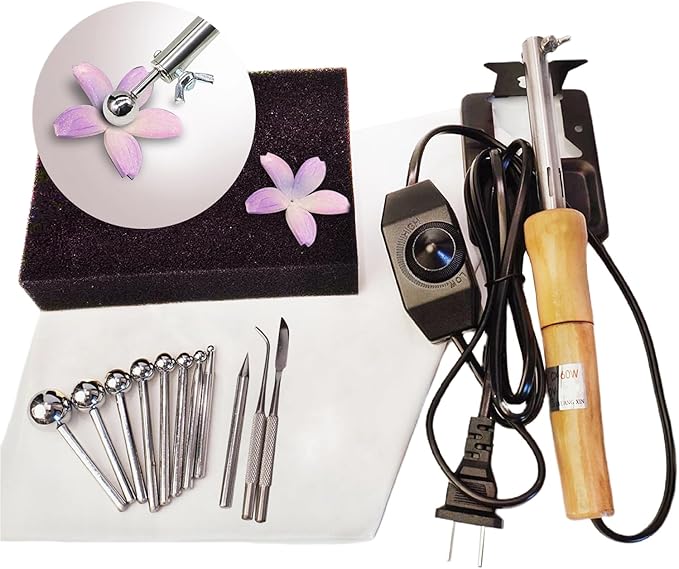 Flower Making Kit, Electric Fabric Flower Maker, Artificial Flower Ironing Machine with 11 Ironing Heads, Adjustable Temperature, Fake Flower Making Tools Kit