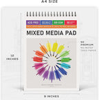 BEECHMORE BOOKS Mixed Media Spiral Sketchbook A4 9×12 – 300 GSM Heavyweight Paper, 50 Perforated Sheets, Bleedproof Art Pad for Watercolor, Acrylic, Oil, Gouache, Markers