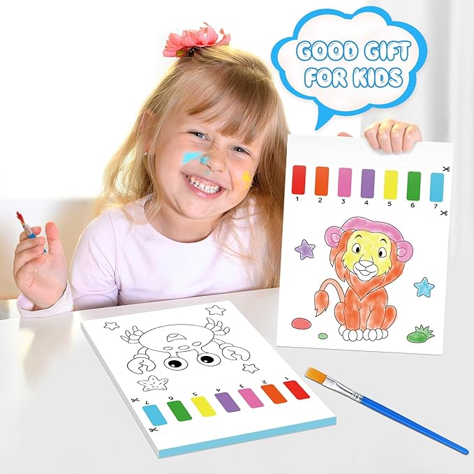 Paint with Water Coloring Books for Kids,Animal Art Craft Kit No Mess Water Color Painting Sets for Kids Ages 4-8,Birthday Gifts Travel Toy Crafts Supplies Kits for Girls Boys Drawing with 2 Brushes