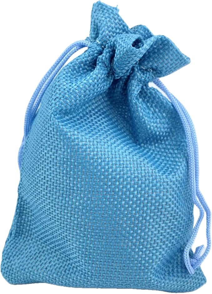 Palmhomee Pack of 25 Burlap Gift Bags with Drawstring Linen Jewelry Pouches Wedding Hessian Jute Bags for Birthday and Treat Pouches Party Wedding Favors Gift (4x5.6 Inch, Ocean Blue)