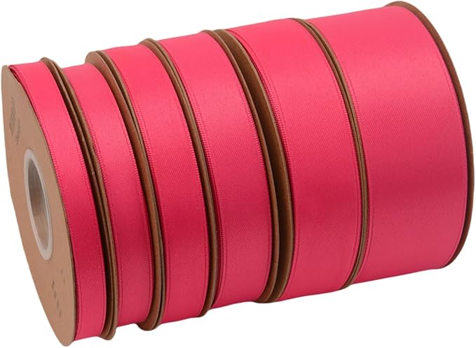 Double Side Satin Ribbon, Continuous 20 Yards,Use for Craft Bows Bouquet, Gift Wrapping, Wedding Decoration, Floral Arrangement (Dark Rose Red, 1/2 inch)