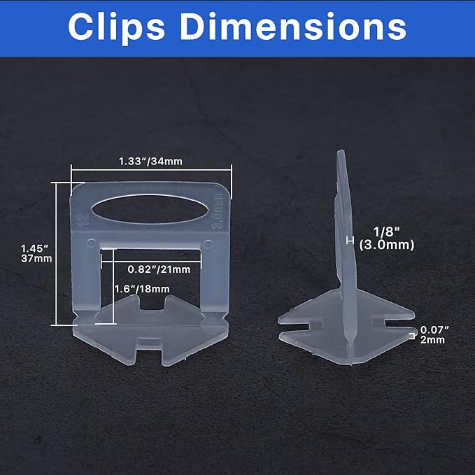 Tile Leveling System Clips Spacers Tile Leveler Clips DIY Tile Leveler Spacers 4200 Pcs 1/8" (3mm) for Professional Ceramic Tile and Stone Installation (4200 1/8")
