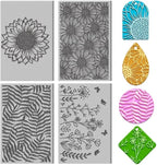 4PCS Polymer Clay Flowers Leaves Texture Sheets Set for Using with Clay Cutters, Boho Clay Texture Mats, Jewelry Making DIY Craft Tools