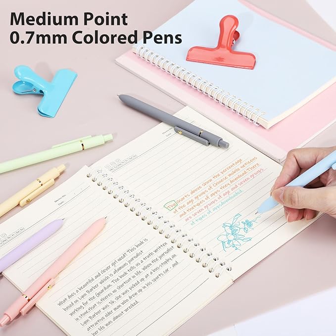 FIOVER Colored Pens, 24 Pack Colorful Gel Pens, Quick-Dry 0.7mm Medium Point for Journaling, Note Taking, Doodling, Aesthetic Office School Supplies, Gifts for Women Men(24PCS Aesthetic+Vintage)