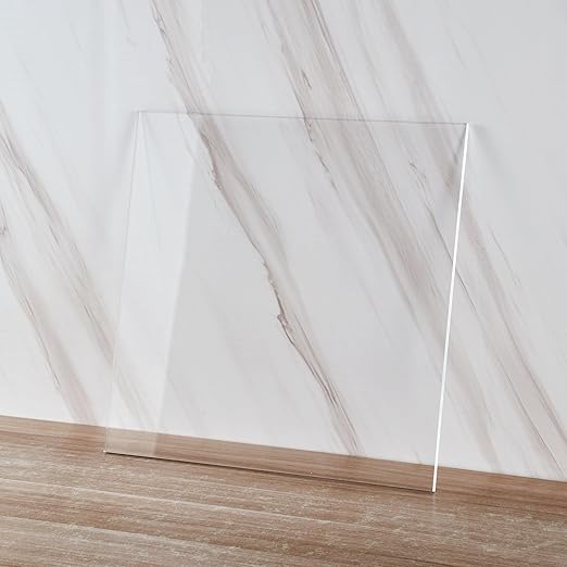 Clear Cast Acrylic Sheet 12" x 12" x 1/8" Thick (3mm), Pack of 2 Plexiglass Square Panel Transparent Plastic Board for Sign, Craft, Display Projects, Laser Cutting, Engrave