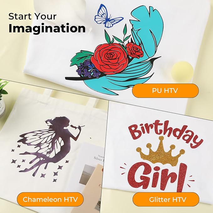 HTVRONT HTV Heat Transfer Vinyl Bundle: 80 Pack 12" x 10" Iron on Vinyl for T-Shirt, 39 Assorted Colors with Vinyl Accessories Tweezers for Silhouette Cameo or Heat Press Machine