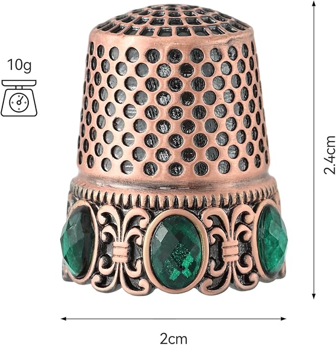 Vintage Sewing Thimble, Finger Protector Finger Shield Fingertip Thimble Sewing Quilting Craft Accessories DIY Sewing Tools (Red Copper)