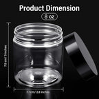 SATINIOR 12 Pack Plastic Container Jars with Lids Round Clear Travel Cosmetic Container Slime Jar for Toiletries, Lotion, Cream, Ointment, Makeup, Rhinestone, Sample, Kitchen Storage(8 oz,Black)