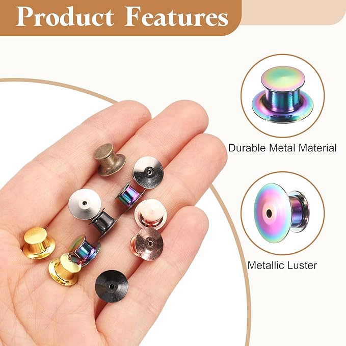 uxcell 30Pcs Metal Locking Pin Backs, Pin Keepers Locking Clasp Flat Head Clamp Needle Back Lock for DIY Brooch Crafts Badges Enamel Lapel, Multicolor