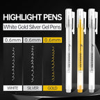 0.6mm Fine Point Gold Gel Pens, 3-Pack for Artists Drawing on Black Paper, Sketching, Adult Coloring Books & Holiday Crafts