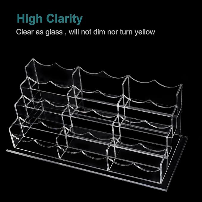 Business Acrylic Card Holder Display for Desk, 12 Slots 4 Tiers Multiple-Clear Acrylic Business Card Stand Set, Holds Approximately 600 Cards