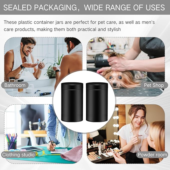 SATINIOR 12 Pack 12 oz Plastic Container Jars with Lids Round Clear Travel Cosmetic Container Slime Jar for Toiletries, Lotion, Cream, Ointment, Makeup, Rhinestone, Sample, Kitchen Storage(Pure Black)