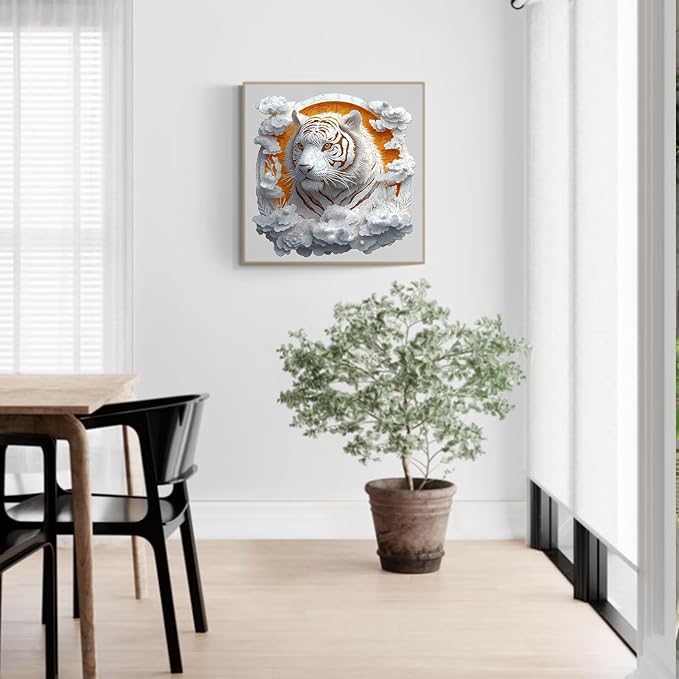 Wooden Puzzles Adults, 3D Paper Tiger Wooden Puzzles 100 Pieces, Unique Animal Shaped Wood Challenging Jigsaw Puzzles Gifts for Adults, 8.5x8.5in