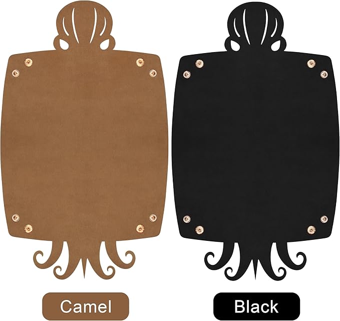 SIQUK 2 Pieces Octopus Dice Rolling Tray PU Leather Dice Mat Folding Scroll Dices Holder Trays for D&D RPG Games (Camel, Black)