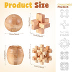 34 Pcs Metal Brain Teaser Puzzles for Kids Adult 3D Wooden Mind Games Puzzle Cube Wooden Brain Games Block Metal Wire Unlock Interlock Game Educational Logic Mind Desktop Toys